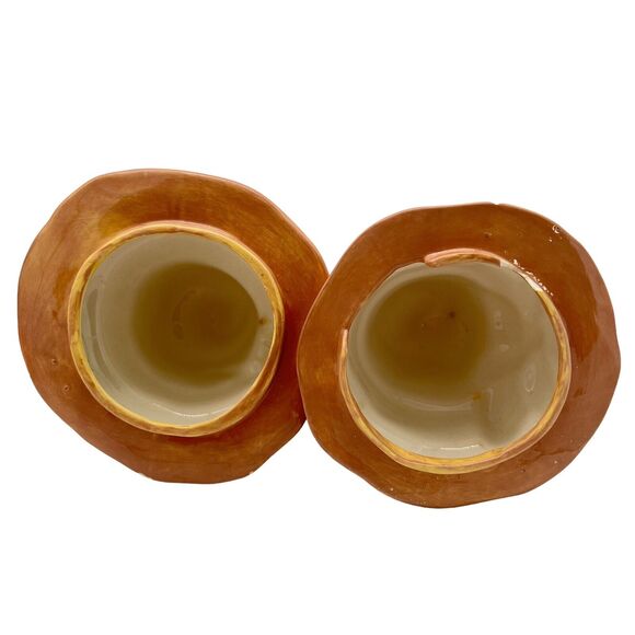 Halloween Decor Scarecrow Jack O Lantern Pair Handpainted Removeable Hat Signed - Picture 7 of 12